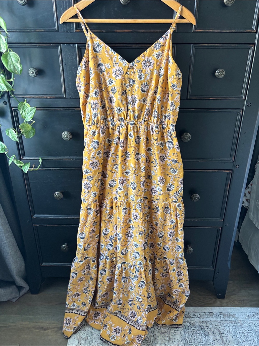EVEREVE Collette Yellow Floral Boho Maxi Dress Size‎ XL